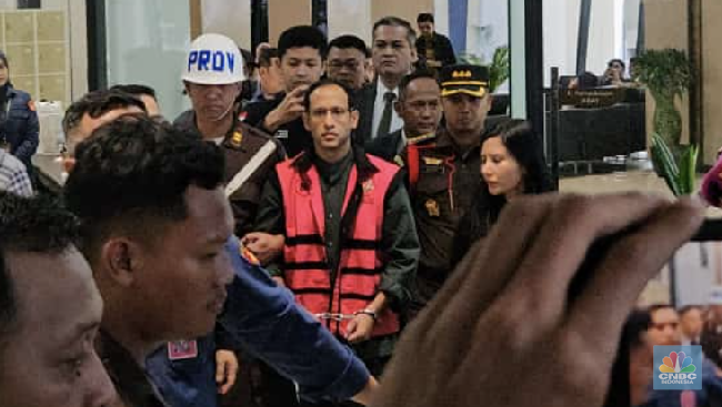 Nadiem Makarim Tersangka. (Foto : CNBC Indonesia/Intan Rakhmayanti)